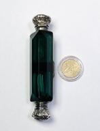 Glazen parfumflacon met zilveren doppen 19e eeuw, Antiek en Kunst, Antiek | Goud en Zilver, Ophalen of Verzenden