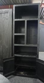 Vakkenkast Mangohout Zwart 80x45x220, Met deur(en), 100 tot 150 cm, 200 cm of meer, Savoir