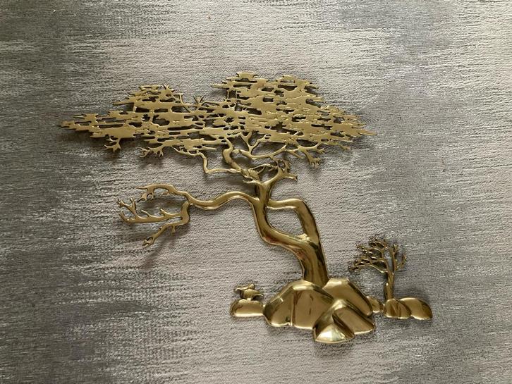 Vintage Bijan messing bonsai wanddecoratie, Huis en Inrichting, Woonaccessoires | Wanddecoraties, Gebruikt, Ophalen of Verzenden