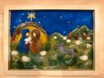 Antroposofisch wolschilderijtje ‘kerststal 1’, Hobby en Vrije tijd, Vilt, Ophalen of Verzenden, Nieuw, Figuurtje(s), Wolvilt