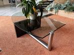 Glazen salontafel met stenen poot - MOET SNEL WEG!, Ophalen, Gebruikt, 100 tot 150 cm, 50 tot 100 cm