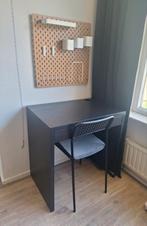 2x Ikea bureau micke, + wandbord Skadis + stoel, Ophalen, Zo goed als nieuw