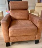 Cognac fauteuil met gebruikssporen, Huis en Inrichting, Fauteuils, Ophalen, Gebruikt, Leer, 75 tot 100 cm