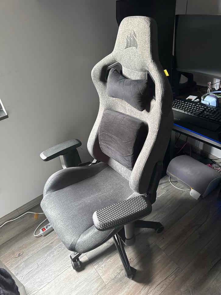 Corsair T3 Rush Gaming Stoel - Grijs, Huis en Inrichting, Bureaustoelen, Zo goed als nieuw, Bureaustoel, Grijs, Gaming bureaustoel