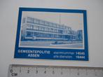sticker oud Assen POLITIE gemeentepolitie ALARM retro, Verzenden, Zo goed als nieuw, Bedrijf of Vereniging