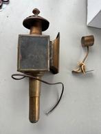 Antieke koperen koetslamp / lantaarn – vintage messing lamp, Antiek en Kunst, Antiek | Lampen, Verzenden