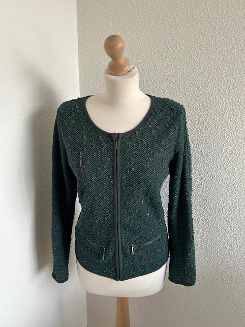 Be Ware maat 42 donkergroen glitter vest 2189, Kleding | Dames, Truien en Vesten, Zo goed als nieuw, Maat 42/44 (L), Groen, Ophalen of Verzenden