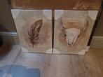 Set van 2 Wanddecoratie Schilderijen, Huis en Inrichting, Woonaccessoires | Schilderijen, Tekeningen en Foto's, Minder dan 50 cm