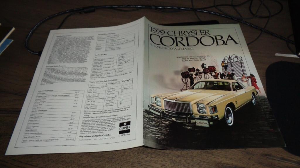 USA Folder CHRYSLER  CORDOBA   1979, Ophalen of Verzenden, Nieuw, Overige merken
