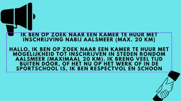 Ik ben op zoek naar een kamer te huur met inschrijving beschikbaar voor biedingen