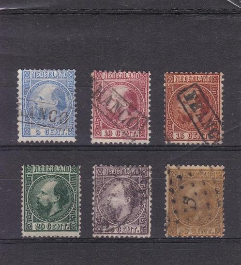 33.  1867 - 1868, Koning Willem III,  nrs. 7 - 12,  gebruikt, Postzegels en Munten, Postzegels | Nederland, Gestempeld, T/m 1940