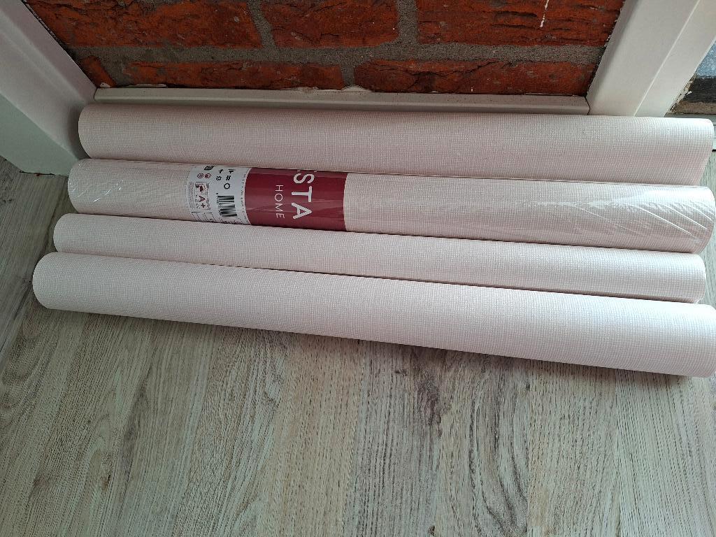 Behang ESTAhome linnenstructuur poederroze, Ophalen of Verzenden, 10 tot 25 m², Roze