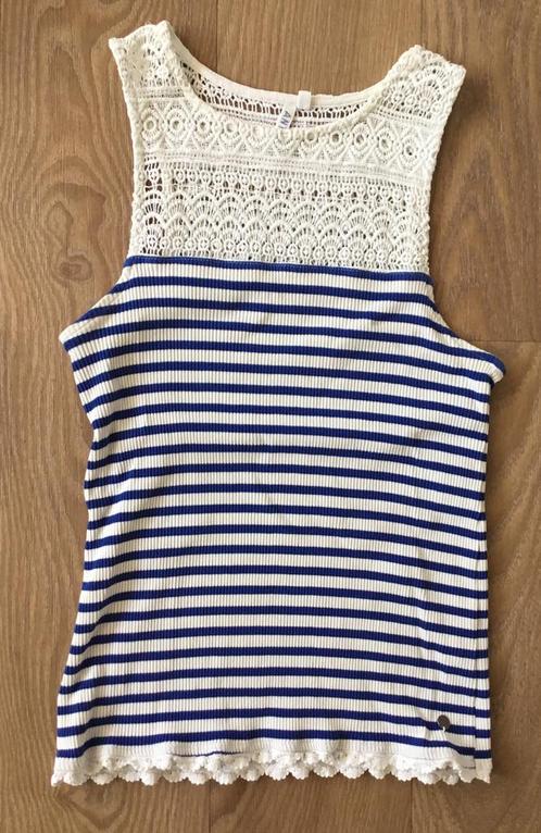 Mooie blauw wit gestreepte top met kant Anti Blue maat XS, Kleding | Dames, Tops, Zo goed als nieuw, Maat 34 (XS) of kleiner, Wit