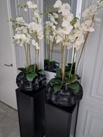 Set pilaren zuilen met schelpenvazen met kunstbloemen vaas, Huis en Inrichting, Woonaccessoires | Vazen, Ophalen, Kunststof, Zwart