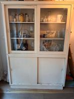 Brocante Kast met Glasdeuren, Huis en Inrichting, Kasten | Dressoirs, Ophalen, Gebruikt, 100 tot 150 cm, 25 tot 50 cm