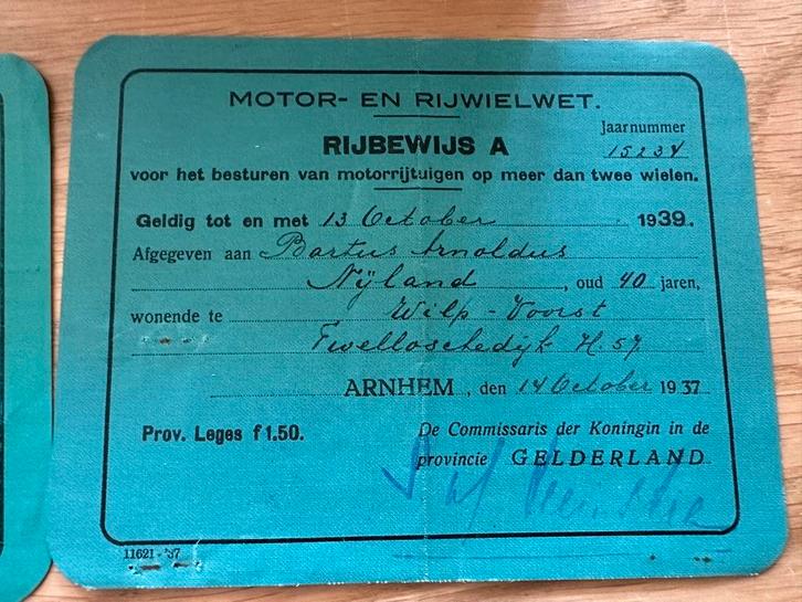 Oude Rijbewijzen 1933, 1939, 1940, Antiek en Kunst, Antiek | Overige Antiek, Ophalen of Verzenden