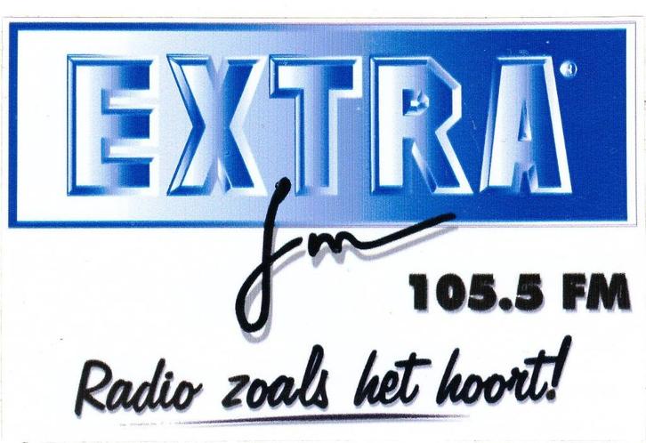 2 stickers ExtraFM Radio, Verzamelen, Stickers, Zo goed als nieuw, Film, Tv of Omroep, Ophalen of Verzenden