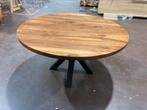 Walnoten tafel rond 140cm, Huis en Inrichting, Rond, Ophalen