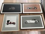 Vintage lijsten met tekeningen van klassieke auto’s, Ophalen