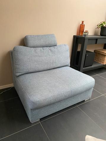 Blauwe lounge elementen, 2 stuks met losse hoofdsteunen