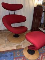Stokke (Variér) Peel fauteuil, rood met voetenbank, Huis en Inrichting, Fauteuils, Ophalen, Metaal, 75 tot 100 cm, 75 tot 100 cm