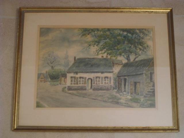 Schilderij zicht oude school in Alle, Vresse-sur-Semois, Antiek en Kunst, Kunst | Schilderijen | Klassiek, Ophalen of Verzenden