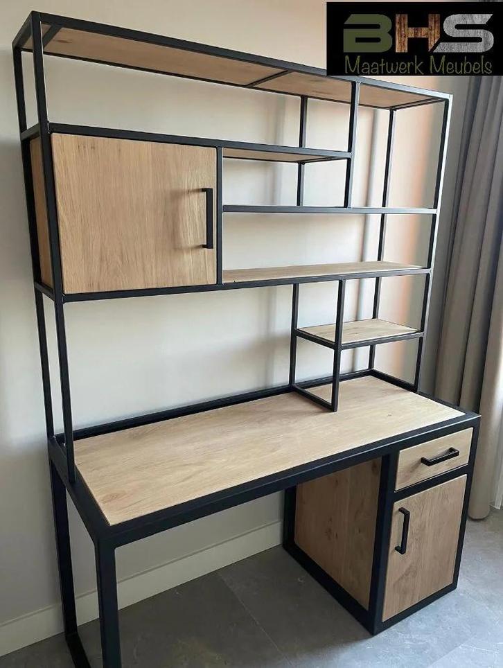Bureau/kast Arie - volledig op maat leverbaar! #eiken #staal, Huis en Inrichting, Bureaus, Nieuw, Bureau, Ophalen of Verzenden