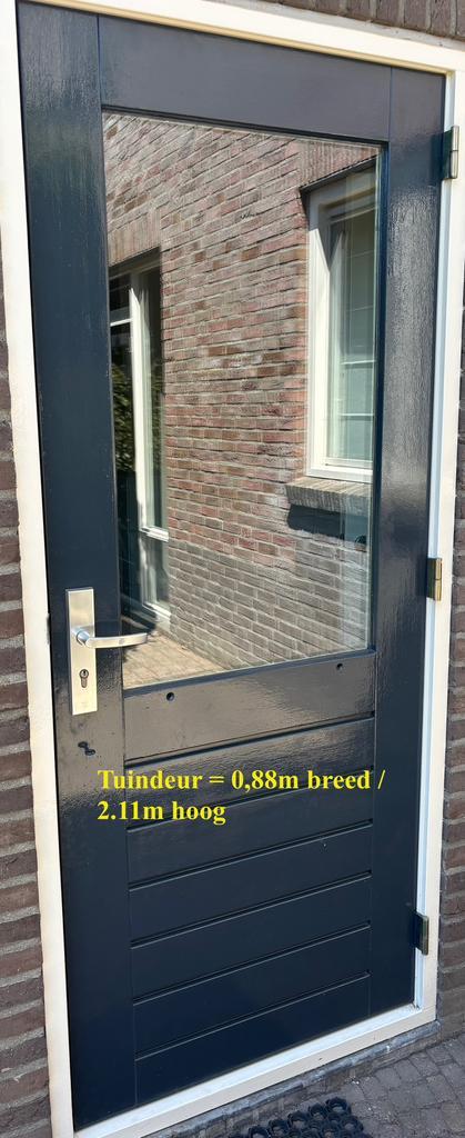 Merantie Hardhouten tuindeur (zonder kozijn) in goede staat, Doe-het-zelf en Verbouw, Kozijnen en Schuifpuien, Zo goed als nieuw