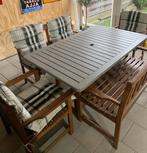 Hardhouten Tuinmeubelset - 2 banken, 2 stoelen, tafel, Ophalen, Gebruikt, 6 zitplaatsen, Hout