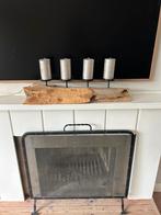 Decoratie: grote houten kaarsen houder, Zwart, Ophalen of Verzenden, Zo goed als nieuw, Hout
