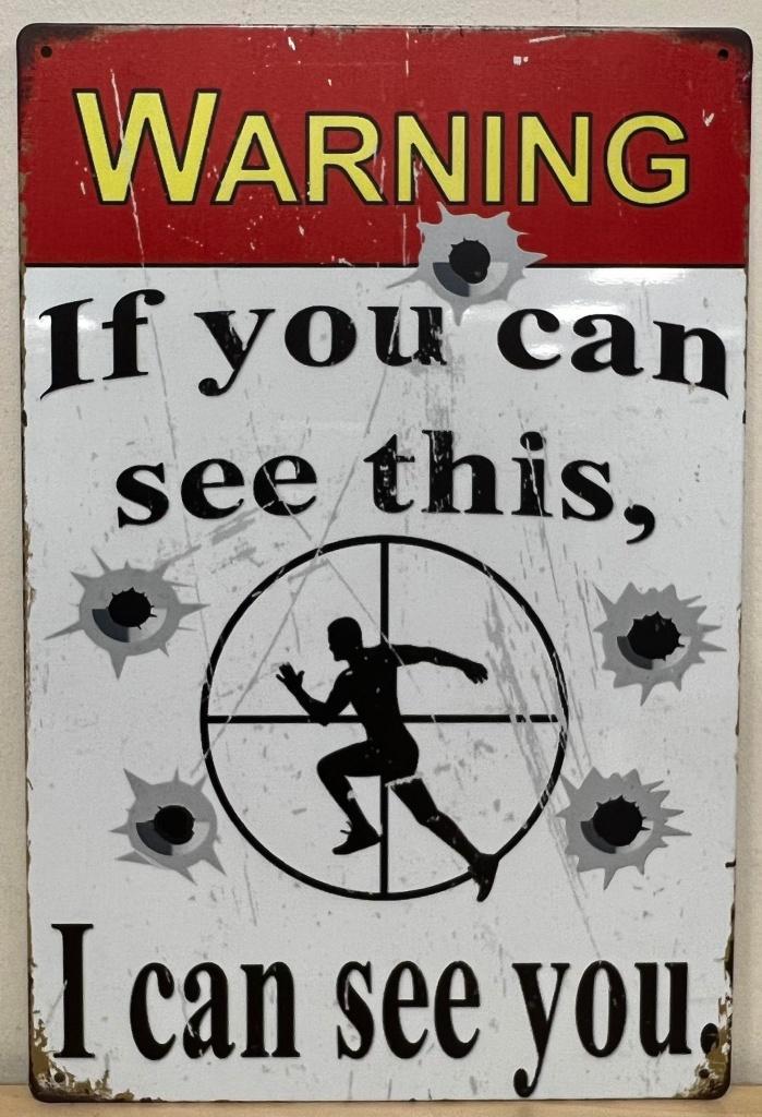 Warning you see this reclamebord van metaal wandbord deco, Huis en Inrichting, Woonaccessoires | Tekstborden en Spreuken, Nieuw