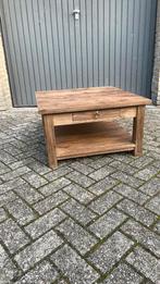 gerecycled geborsteld teakhouten salontafel bijzettafel80x80, 50 tot 100 cm, Minder dan 50 cm, Teakhout, Zo goed als nieuw