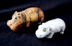 Set/2 kleine nijlpaardfiguurtjes, Verzamelen, Dierenverzamelingen, Ophalen of Verzenden, Wild dier, Beeldje of Figuurtje