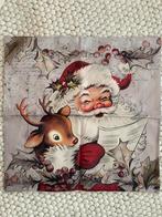 Retro print kerst kerstman rendier kussenhoes. Nieuw ster, Huis en Inrichting, Woonaccessoires | Kussens, Ophalen of Verzenden