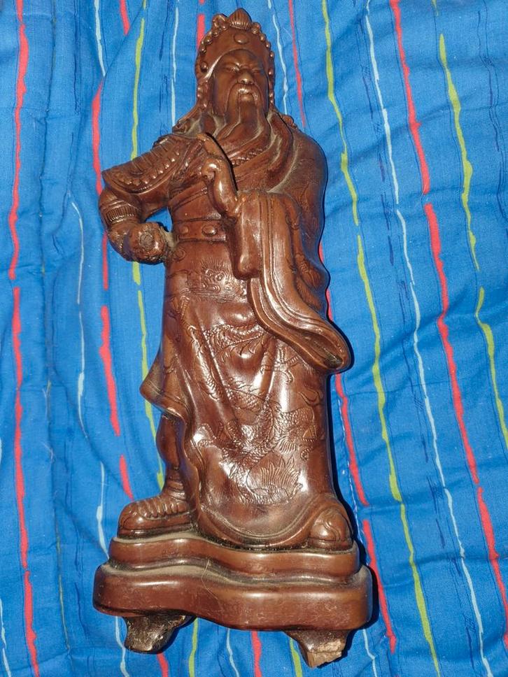 Antiek Stenen Beeldje - Aziatische Krijger, Antiek en Kunst, Kunst | Beelden en Houtsnijwerken, Ophalen of Verzenden