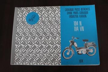 Peugeot 104 N VN 1974 bromfiets  parts list teile katalog  beschikbaar voor biedingen