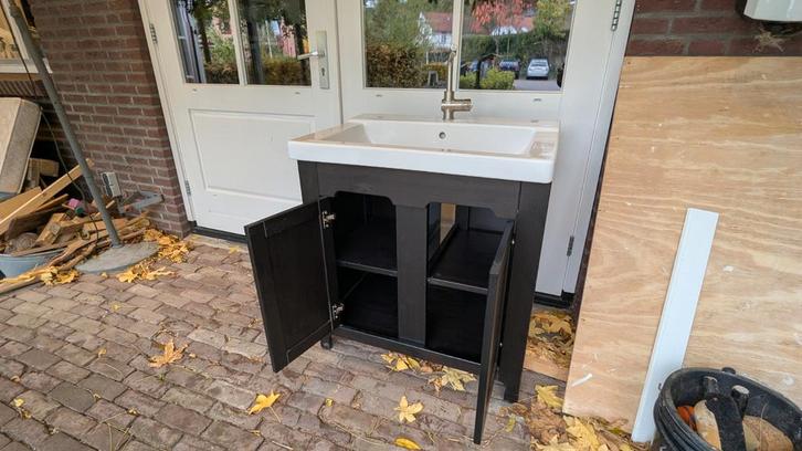 Wastafelmeubel met wasbak en kraan - Overcompleet!, Huis en Inrichting, Badkamer | Badkamermeubels, Gebruikt, Wasbak of Wastafel