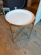 Klein gouden bijzettafeltje, Ophalen of Verzenden, Gebruikt, Metaal, 30 tot 60 cm