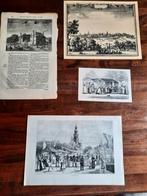 4  oude etsen, gravures Leeuwarden Bolsward, Antiek en Kunst, Ophalen of Verzenden