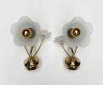 Set van 2 messing Art Deco muurlampen, 1960's, Gebruikt, Vintage, Ophalen of Verzenden, X