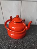Vintage oranje emaille koffiekan en waterkoker., Ophalen of Verzenden