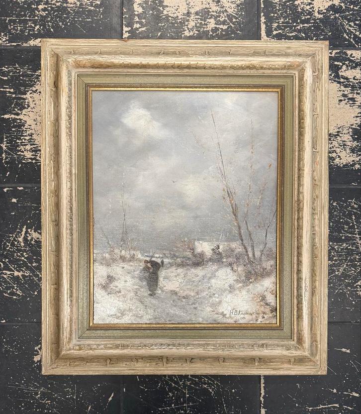 Hendrik Barend Koekkoek – (1849–1909) Winterlandschap, Antiek en Kunst, Kunst | Schilderijen | Klassiek, Ophalen