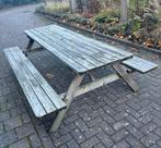 Lange picknicktafel 240 cm, opklapbare banken, horeca kwalit, Ophalen, Gebruikt, Rechthoekig, Hout
