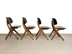 teak Webe scissor chairs van Louis van Teeffelen 1960, Huis en Inrichting, Stoelen, Vier, Gebruikt, Zwart, Ophalen