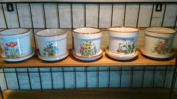 Vintage bloempotjes botanica porselein cactus bloempot 5 st. beschikbaar voor biedingen