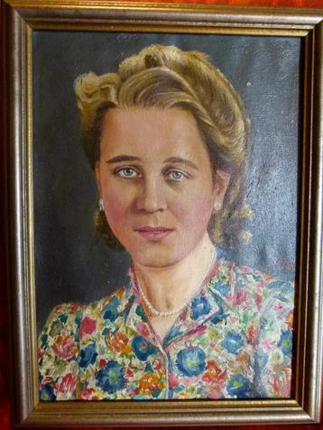 antiek portret schilderij Dame canvas Richard Böhm beschikbaar voor biedingen