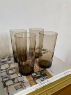 4x Vintage rookglas longdrinkglazen met swirl optiek, Verzamelen, Glas en Borrelglaasjes, Frisdrankglas, Gebruikt, Ophalen of Verzenden