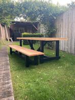 Mooie tuintafel met douglas blad,        250 x 80 x 76 cm, Ophalen, Zo goed als nieuw, Rechthoekig, Hout