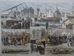 gravure kleur kermis Rotterdam trekschuit Engelse kerk 1882, Antiek en Kunst, Kunst | Etsen en Gravures, Verzenden