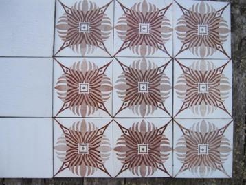 20 m2 antieke wandtegels 12x12cm roodbruin decor / wit beschikbaar voor biedingen